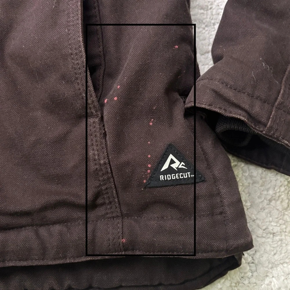 Ridgecut Hooded Work Jacket Womens M Brown Sherpa‎ Lined Canvas Full Zip Coat